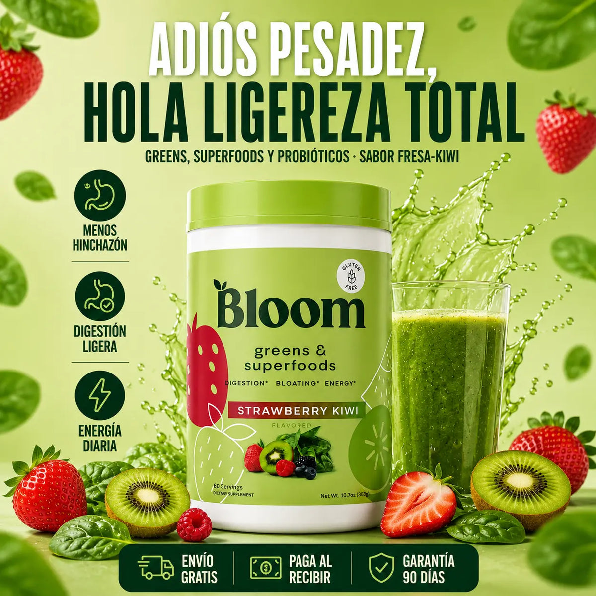 Bloom superalimento verde Strawberry Kiwi