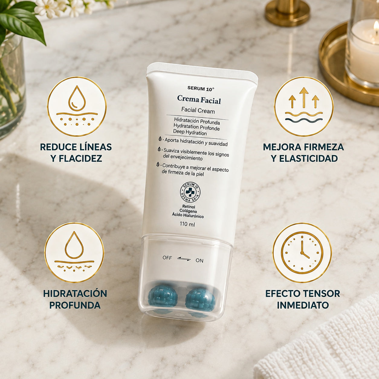 FirmNeck SERUM 10 – Crema reafirmante con rodillo masajeador