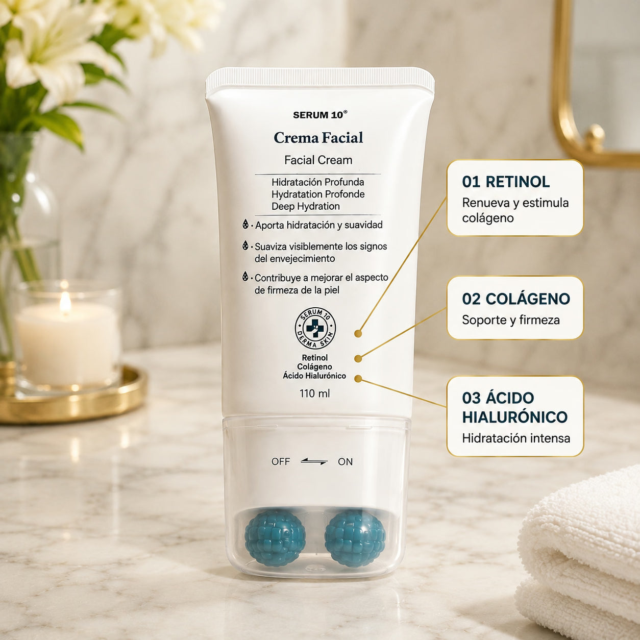 FirmNeck SERUM 10 – Crema reafirmante con rodillo masajeador