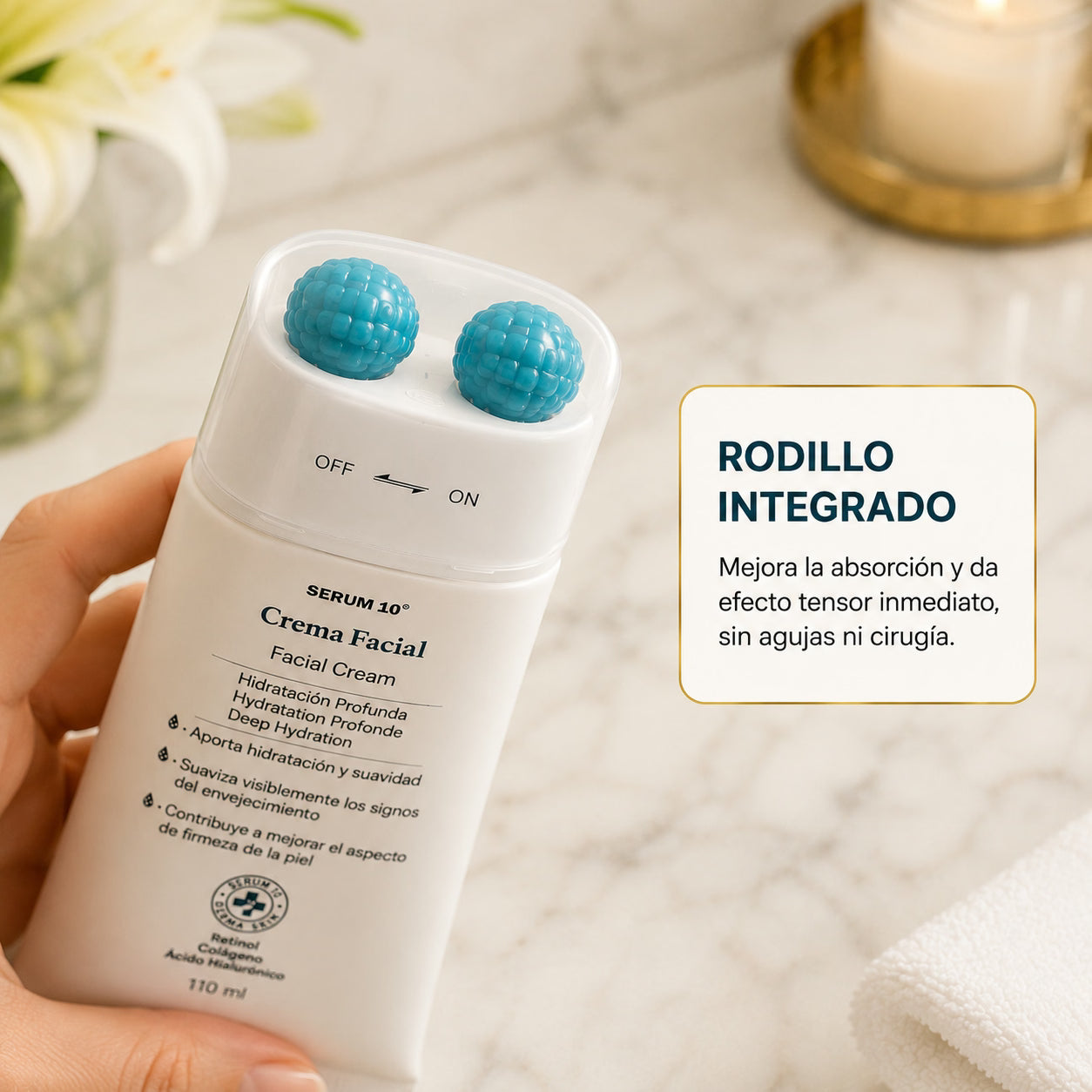 FirmNeck SERUM 10 – Crema reafirmante con rodillo masajeador