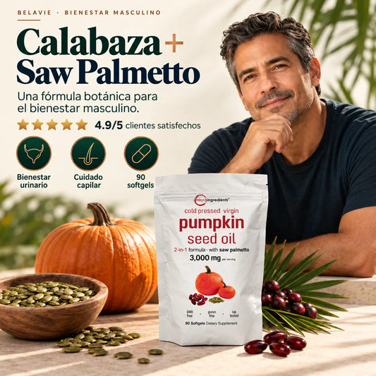 Aceite de Semilla de Calabaza + Saw Palmetto 2 en 1 – 90 Softgels
