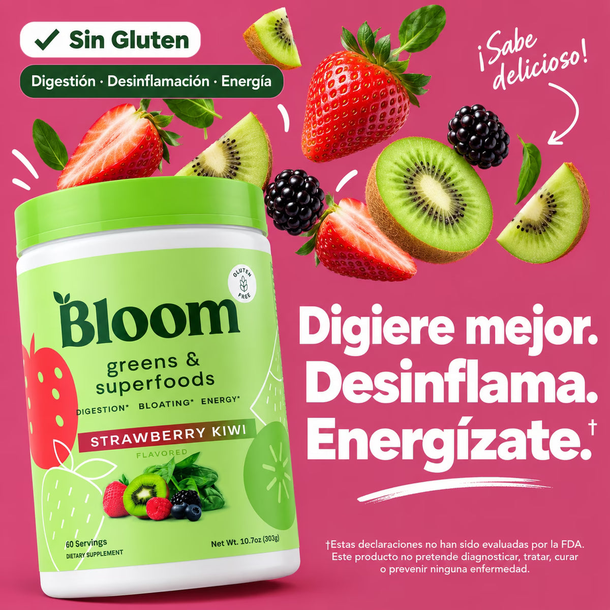 Bloom superalimento verde Strawberry Kiwi