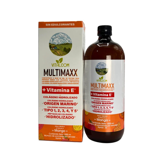 MULTIMAXX + Vitamina E + Colágeno Marino Líquido sabor Mango 1.000 ml